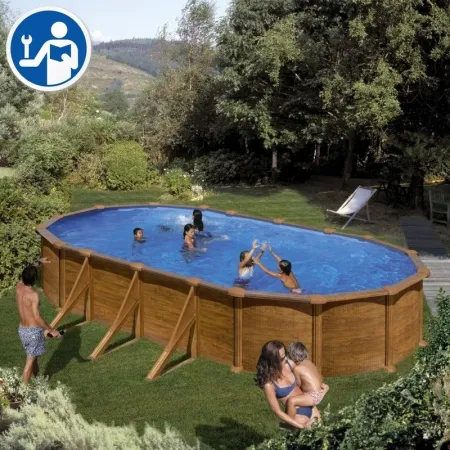 Pezzi di Ricambio Piscine Ovali in Finto Legno con Pali da 132 cm