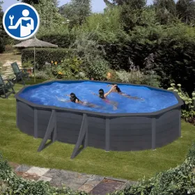 Pezzi di Ricambio Piscine Ovali Finto Grafite con Pali da 120 cm