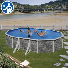 Pezzi di Ricambio Piscine Ovali in Finta Pietra con Pali da 120 cm