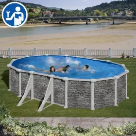 Pezzi di Ricambio Piscine Ovali in Finta Pietra con Pali da 132 cm