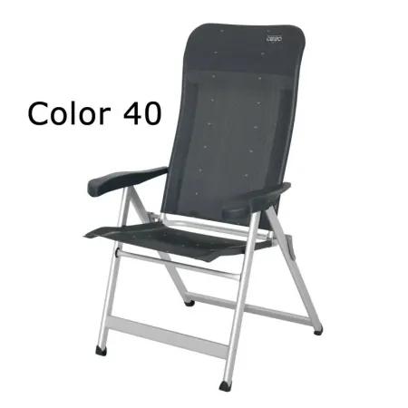 Sedia a braccioli rinforzata in alluminio con schienale alto 7 posizioni e multifibra