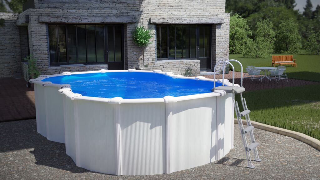 Piscine ovali in acciaio senza contrafforti laterali